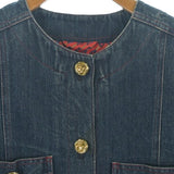 Gucci, Indigo, Women's Collarless Jacket, Cotton Denim, Indigo