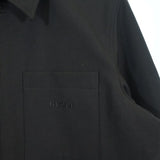 Gucci, Black, Men's Wool Twill Zip-Over Shirt Blouson, Polyester Wool Blend, Black