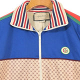 Gucci, Beige x Blue x Brown, Women's Blouson, Polyester Cotton Blend, Beige x Blue x Brown