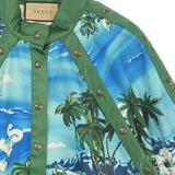 Gucci, Blue Green White, Women's Blouson, Cotton, Blue Green White