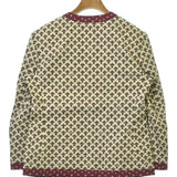 Gucci, Ivory x Reddish-Purple x Khaki, Women's Collarless Jacket, Cotton, Ivory x Reddish-Purple x Khaki
