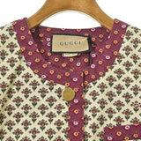 Gucci, Ivory x Reddish-Purple x Khaki, Women's Collarless Jacket, Cotton, Ivory x Reddish-Purple x Khaki