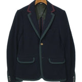 Gucci, Navy Blue, Men's Casual Jacket, Wool Cotton Blend, Navy Blue