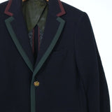 Gucci, Navy Blue, Men's Casual Jacket, Wool Cotton Blend, Navy Blue