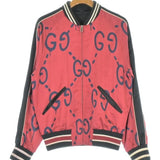 Gucci, Red x Navy x Black, Men's Blouson, Rayon Silk Blend, Red x Navy x Black