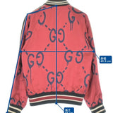 Gucci, Red x Navy x Black, Men's Blouson, Rayon Silk Blend, Red x Navy x Black