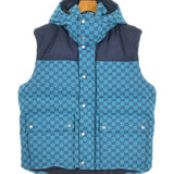 Gucci, Blue x Navy, Men's Down Jacket, Cotton Polyester Blend, Blue x Navy