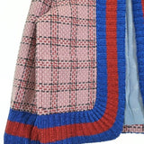Gucci, Pink x Red x Navy, Women's Collarless Jacket, Rayon Nylon Blend, Pink x Red x Navy