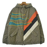 Gucci, Beige x Gray x Orange, Men's Centum Print Down Jacket, Nylon, Beige x Gray x Orange