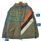 Gucci, Beige x Gray x Orange, Men's Centum Print Down Jacket, Nylon, Beige x Gray x Orange