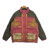 Gucci, Khaki x Red x Yellow, Men's Down Jacket, Cotton Polyester Blend, Khaki x Red x Yellow