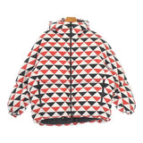 Prada, White/Red/Black, Men's Down Jacket, Nylon, White/Red/Black