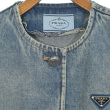 Prada, Blue (Denim), Women's Denim Jacket, Cotton, Blue (Denim)