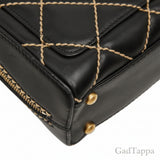 Chanel Coco Mark Wild Stitch Handbag, Black Leather, Women's, CHANEL [Pre-owned]