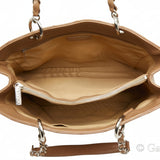 Chanel Matelassé Coco Mark GST Chain Tote Bag Shoulder Bag Beige Caviar Leather Women's - Pre-owned