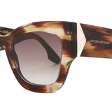 Victoria Beckham VB652S 227 solbriller med hel innfatning, mørkebrunt horn, for kvinner