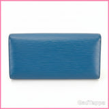 Louis Vuitton Epi Leather Long Wallet / Pochette Porte Monnaie Credit Toledo Blue Women's Pre-owned