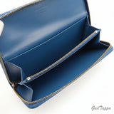 Louis Vuitton Epi Leather Long Wallet / Pochette Porte Monnaie Credit Toledo Blue Women's Pre-owned