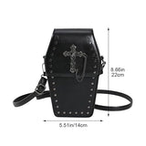 Chrome Hearts Black, Coffin-Shaped Crossbody Shoulder Bag, PU Leather, 22 × 14 cm, Black