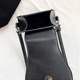 Chrome Hearts Black, Coffin-Shaped Crossbody Shoulder Bag, PU Leather, 22 × 14 cm, Black