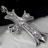 Chrome Hearts, Standard, Gothic Grunge Religious Cross Pendant Necklace, Stainless Steel / Zinc / Cubic Zirconia, 18-inch Chain, Standard Jewelry