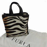 Furla Zebra Print Handbag in Dark Brown and Ivory (Zebra Print) Women's