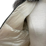 Prada, Dark Gray, Size 40, Women's Fox Fur and Leather Trimmed Logo Belt Down Jacket, Polyamide, 40, Dark Gray