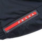 Prada, Navy, Size 46, Men's Logo Patch Reversible Padded Zip-Up Jacket, Polyamide, 46, Navy