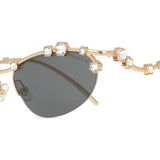 Swarovski SK7016 400487 Semi-rimless Sunglasses with Gemstones, Gold, for Women