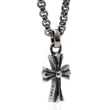 Chrome Hearts Jewelry, 21mm x 11mm, Cross Necklace Baby Fat Pendant, Sterling Silver 925 / Stainless Steel 316L, 45cm Chain
