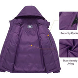 CAMEL CROWN, Black/Gray/Purple, Women's Puffer Jacket, Polyester, Black/Gray/Purple