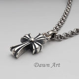 Chrome Hearts Jewelry, 21mm x 11mm, Cross Necklace Baby Fat Pendant, Sterling Silver 925 / Stainless Steel 316L, 45cm Chain