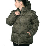 Gucci Jumbo GG 698710 Z8A53 3175, Khaki, Sizes 50/52/54, Men's Hooded Down Jacket, Nylon, Sizes 50/52/54, Khaki