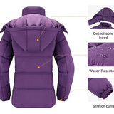 CAMEL CROWN, Black/Gray/Purple, Women's Puffer Jacket, Polyester, Black/Gray/Purple