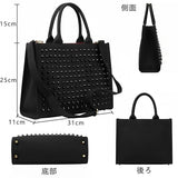 Chrome Hearts, 31 × 11 × 25cm, 2-Way Studded Tote Bag / Crossbody Shoulder Bag, Canvas/Polyester/Metal, 31 × 11 × 25cm
