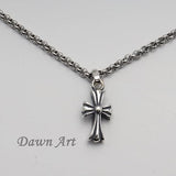 Chrome Hearts Jewelry, 21mm x 11mm, Cross Necklace Baby Fat Pendant, Sterling Silver 925 / Stainless Steel 316L, 45cm Chain