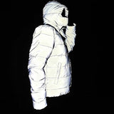 LZLRUN Rainbow Reflective, Unisex Hooded Winter Jacket, Cotton
