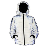 LZLRUN Rainbow Reflective, Unisex Hooded Winter Jacket, Cotton