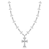 Chrome Hearts, Standard, Gothic Grunge Religious Cross Pendant Necklace, Stainless Steel / Zinc / Cubic Zirconia, 18-inch Chain, Standard Jewelry