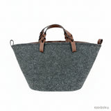 Vintage Anya Hindmarch Eyes Tote Bag for Women, Felt and Leather, Garay/Brown, Gold Hardware
