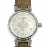 Louis Vuitton Tambour Forever Q121P Watch, Stainless Steel x Leather Strap, Brown, Quartz watch