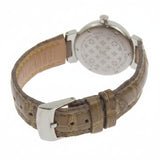 Louis Vuitton Tambour Forever Q121P Watch, Stainless Steel x Leather Strap, Brown, Quartz watch