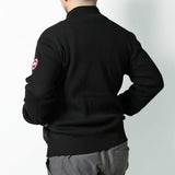 Canada Goose HYBRIDGE KNIT JACKET 6830M, Black, Sizes S/M/L, Men's Zip-Up Blouson, Wool Polyamide Duck Down Feather, Sizes S/M/L, Black