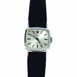 ROLEX Vintage Ladies Manual Winding 2611 Silver/Black Leather Strap Ladies Watch - Vintage