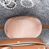Vintage Anya Hindmarch Eyes Tote Bag for Women, Felt and Leather, Garay/Brown, Gold Hardware