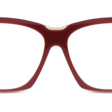 Max Mara MM5188-B 069 Blue-Light Block Full Rim Eyeglasses in a glossy burgundy finish for women