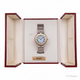Cartier SS x YG Santos Round 8191204137 Quartz White Dial Men's Watch - Pre-owned