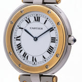 Cartier SS x YG Santos Round 8191204137 Quartz White Dial Men's Watch - Pre-owned