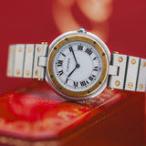 Cartier SS x YG Santos Round 8191204137 Quartz White Dial Men's Watch - Pre-owned