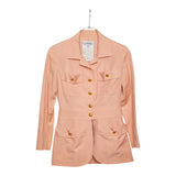 Chanel, Pink Beige, Size 36, Women's Boutique Coco Mark 4-Pocket Jacket and Shorts Set, Silk/Linen, 36, Pink Beige